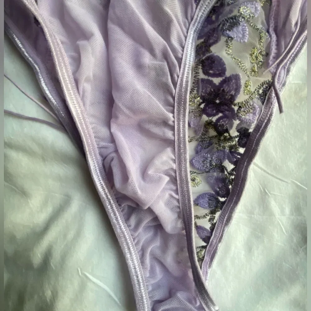new,embroidered slim tulle bodysuit